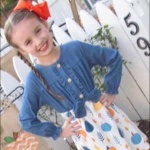 Peanut and Tot Dress Chambray and Pumpkins 6T